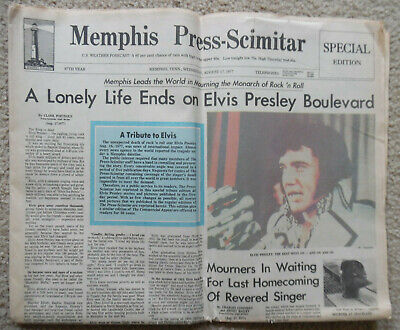 ELVIS DEATH NEWSPAPER Memphis Press-Scimitar August 17,1977 Special ...