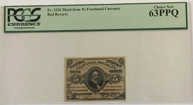 Fractional Currency Third Issue .05 Five Cents Fr # 1236 Pcgs Choice New 63 Ppq