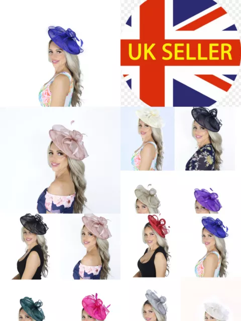 Charm Wedding Big Hat Fascinator Headband/Clip Ladies Day Races Royal Ascot UK