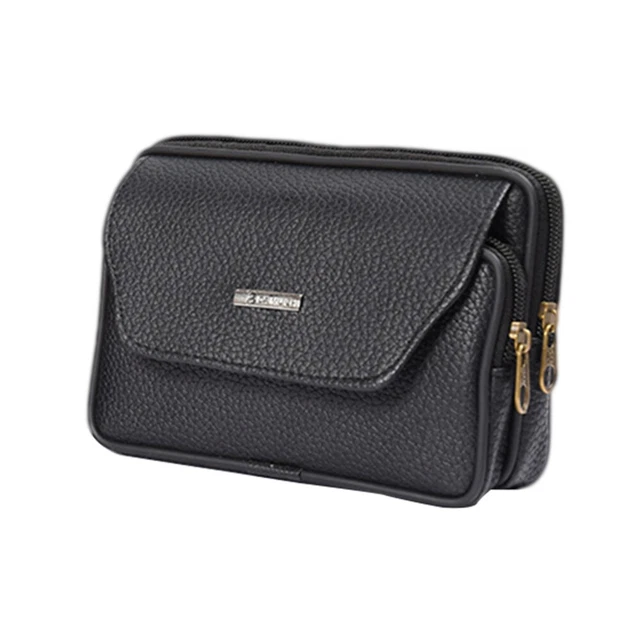 Borsa Da Cintura Uomo Porta Cellulare: Marsupio Impermeabile Con Moschettone E Porta Carte - Nero