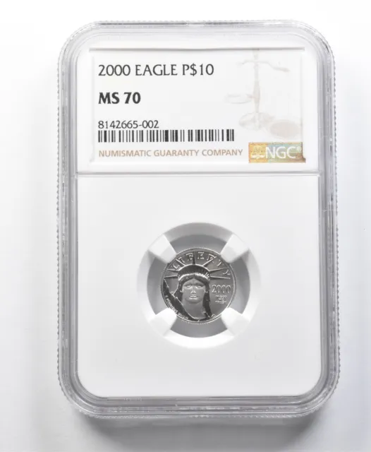 2000 $10 American Platinum Eagle 1/10 Oz Platinum MS70 NGC *8518