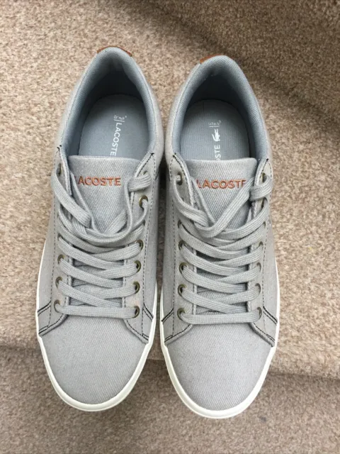 Mens LACOSTE Ortholite Grey, Brown Trainers Size 7 In VGC