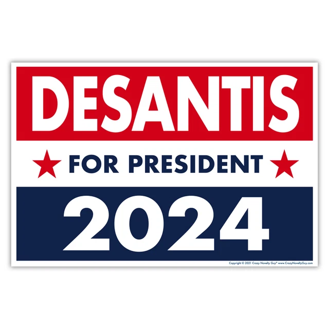 Politica Yard Firmare W/Paletti Ron Desantis 2024 Repubblicano 45.7cm x 30.5cm