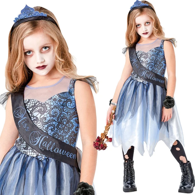 Miss Halloween Ballo Regina Principessa Costume Bambina Horror Fantasma Vestito