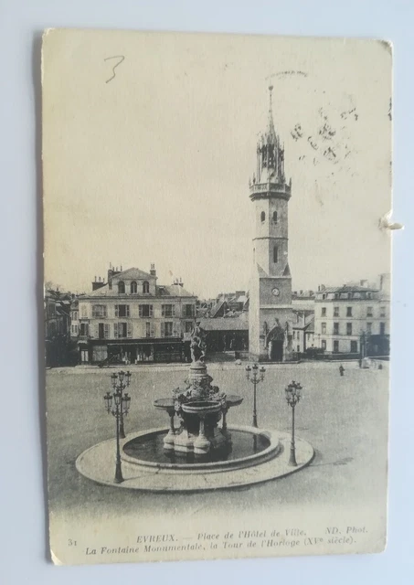 CPA 27 EVREUX - place de l'hotel de ville - La fontaine monumentale