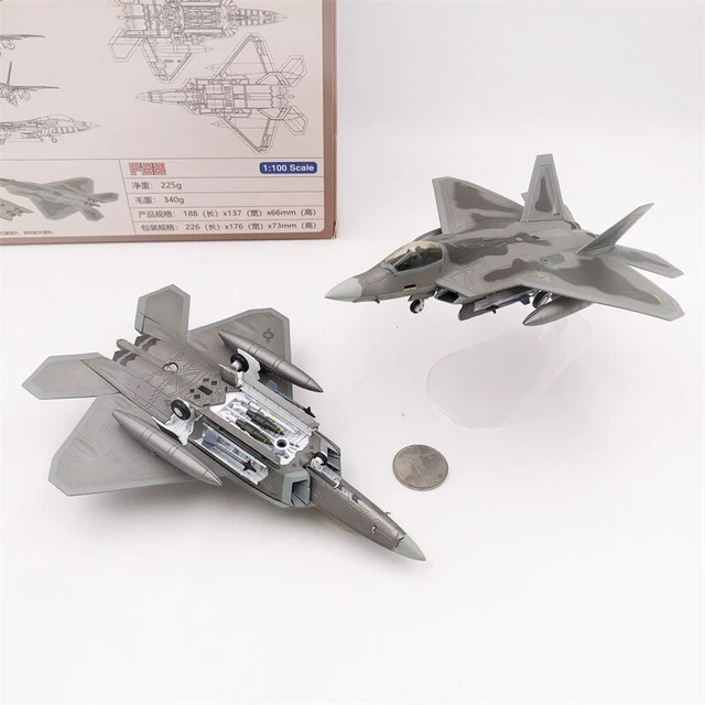 QualitChoice Simulation 1:100 USA F-22 pour Avion Raptor Décor Gris avec Support Modèle d'Avion
