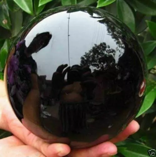 100MM+stand Natural Black Obsidian Sphere Large Crystal Ball Healing Stone AAA