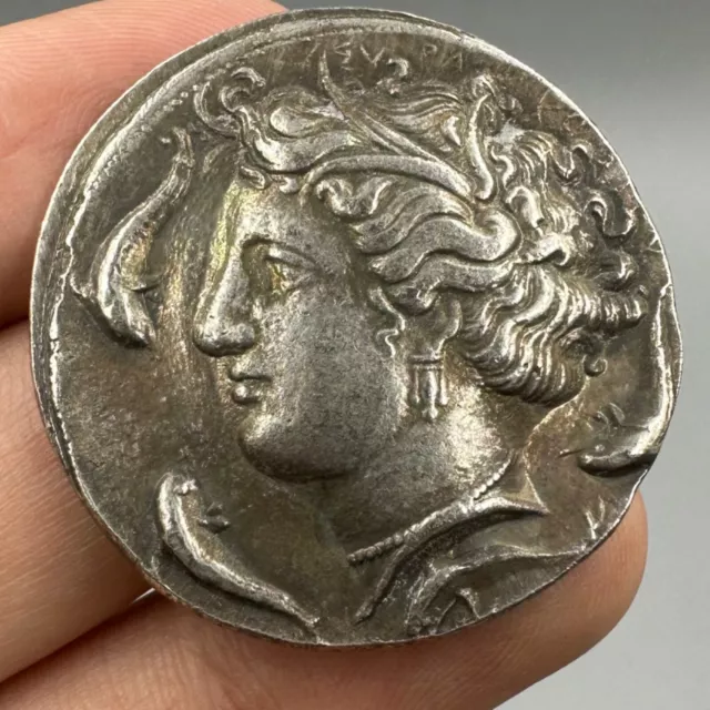 Ancient Roman Greek Silver Plated Queen Head Coin