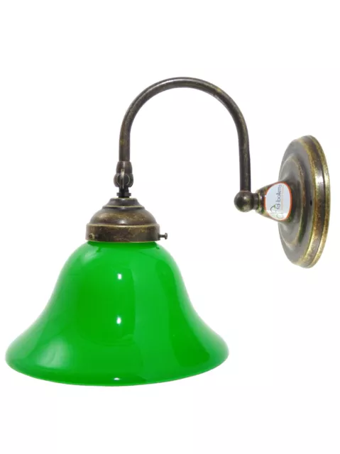 Applique ottone brunito,lampada parete illuminazione con vetro ministeriale ac12