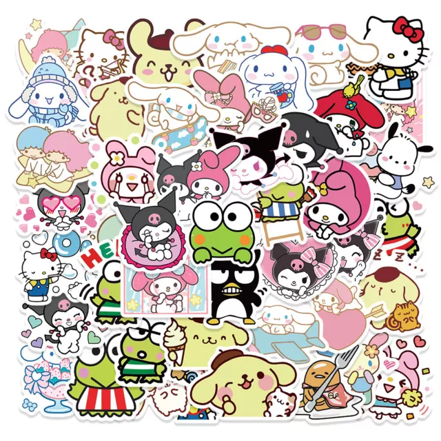 50pcs Cute Cartoon Cinnamoroll Sanrio My Melody Stickers For