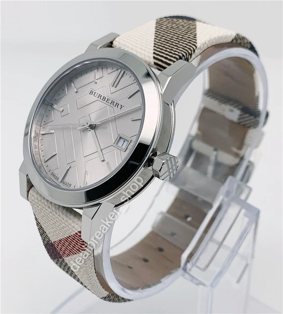 Burberry BU9113 Nova Check Leather Strap Stainless Steel 34mm Ladies Watch Burberry BU9113 Nova Check Leather Strap Stainless Steel 34mm Ladies Watch