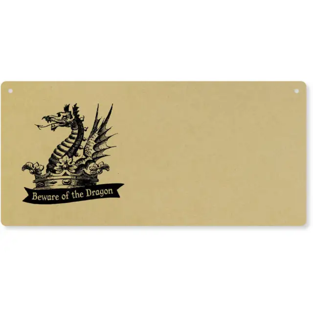 'Beware of the Dragon' Large Wooden Wall Plaque / Door Sign (DP00057375)