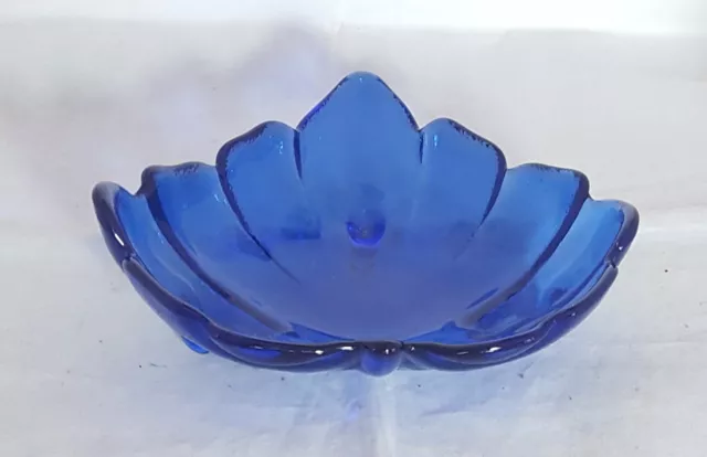 Beautiful Leaf Shaped Cobalt Blue Bowl