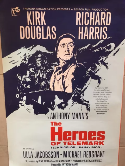 Affiche cinéma rétro THE HEROES OF TELEMARK (1959) d'Anthony Mann - 101,5x68cm