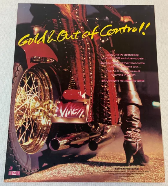 1989 music industry trade ad ~ VIXEN ~ Gold & Out Of Control