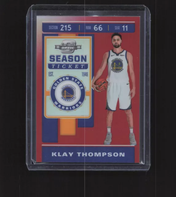 2019-20 Panini Contenders Optic Season Ticket Red Prizm #80 Klay Thompson