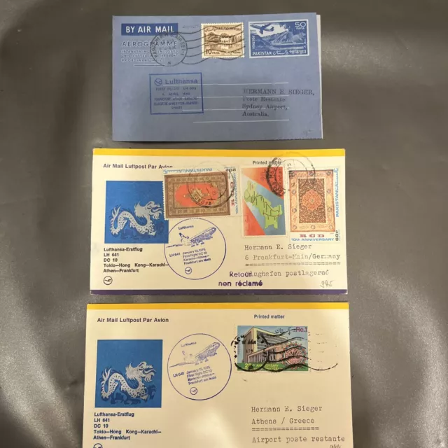 Pakistan 3x Luftpost Belege Diverse Frankaturen / Destinationen / Stempel L73