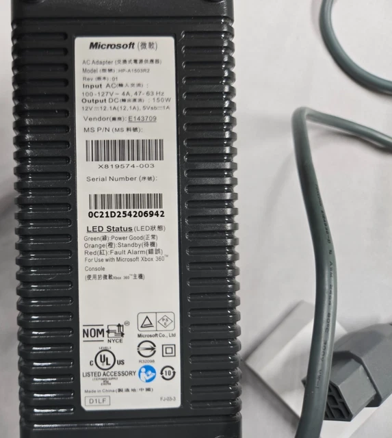 Cavo Alimentatore Grasso Ufficiale Microsoft Xbox 360 - Foto 11
