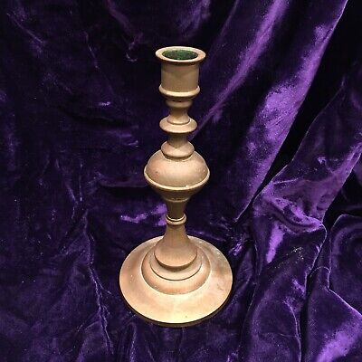 Antique Stamped 1686 Brass Candlestick with Aged Patina