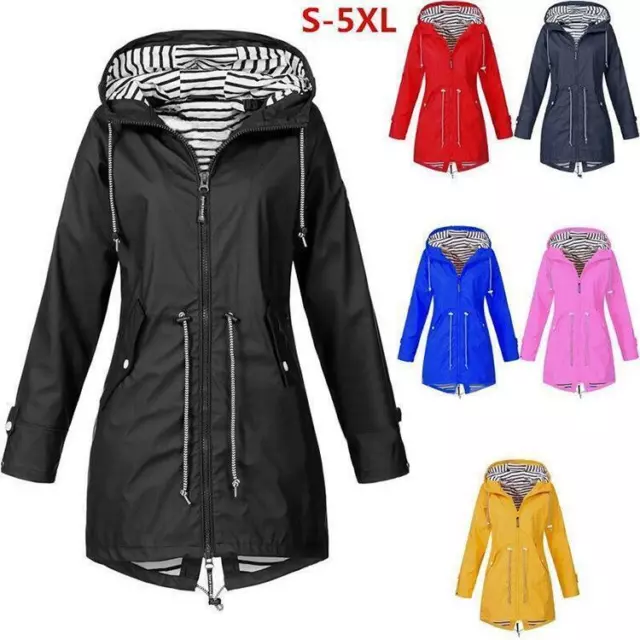 Damen Kapuzenjacke Jacke Windbreaker Kapuze Regenmantel Wasserdicht Windjacke