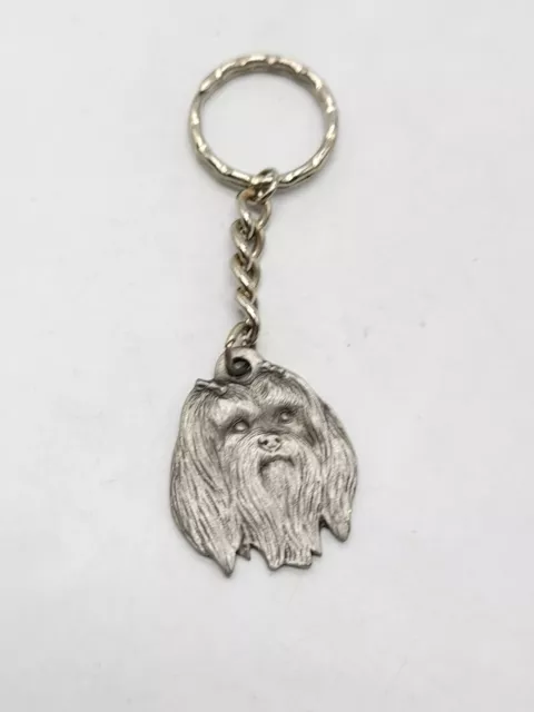 1983 I Love My Maltese Rawcliffe Pewter Keychain Key Ring P Davis