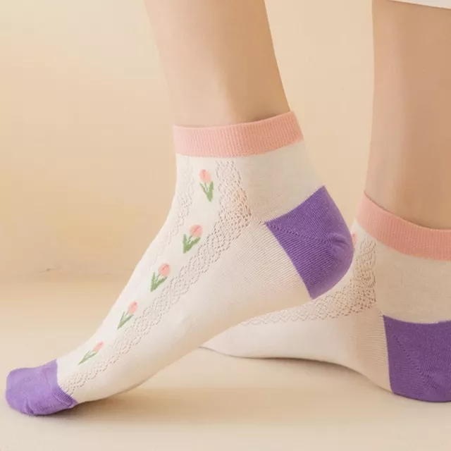 Breathable Cute Flowers Socks Mesh Ankle Socks Women's Socks Webbing Boat Sock