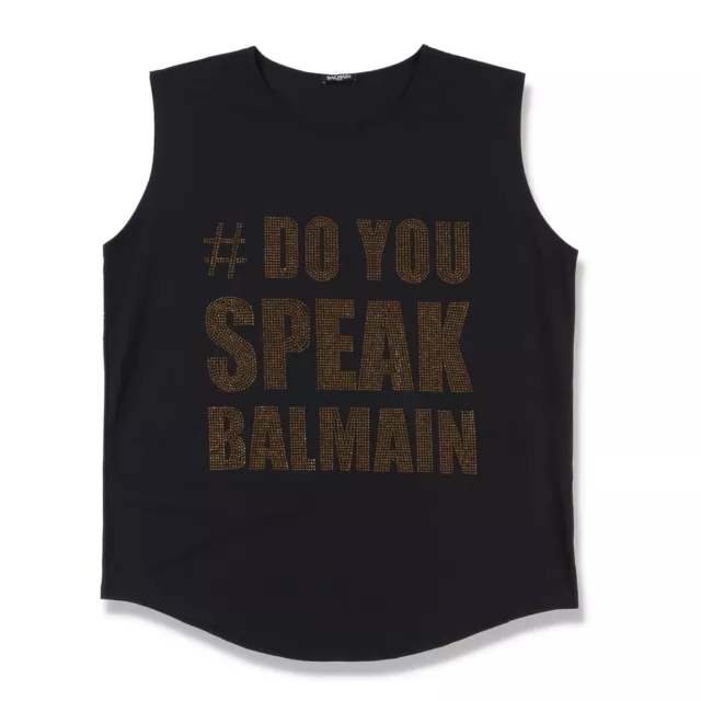 Balmain Womens top Vest Swarovski Black and Gold Brand New