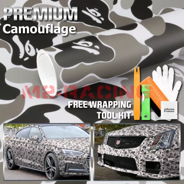 Red Black Gray Camo Camouflage Vinyl Car Wrap Film Sheet +Free Tools(2 feet  & up