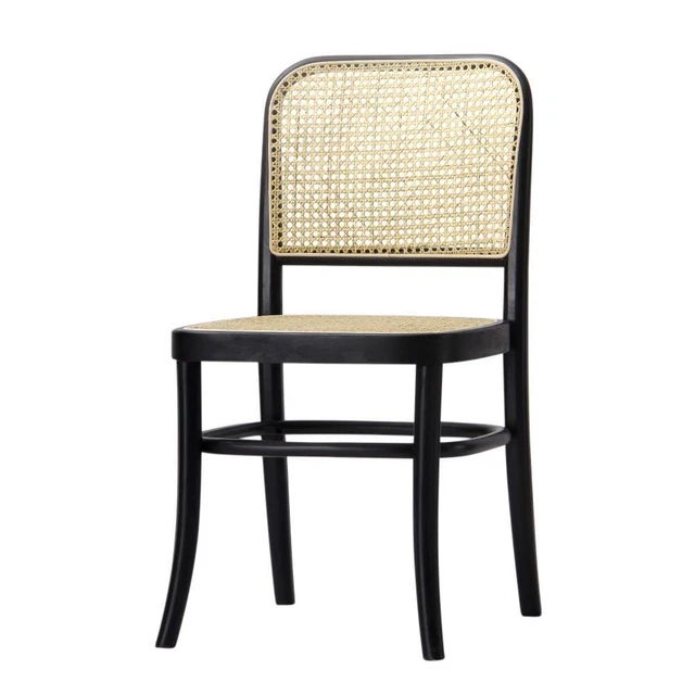 Hoffman Dining Chair Natural Cane Rattan Seat and Back Black Beech Wooden Base