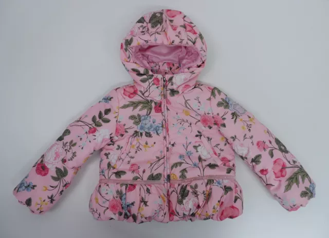 Monnalisa Girls Coat Jacket Age 3 Yrs Pink Floral Print Padded
