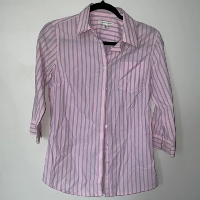 NWOT banana republic Button down blouse pink and blue size 4 half sleeve
