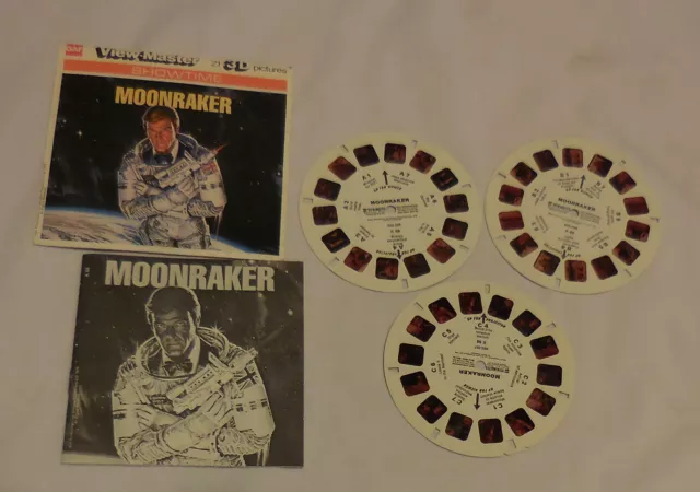 3 Reels Viewmaster reel Moonraker Showtime James Bond 1979 booklet View-master