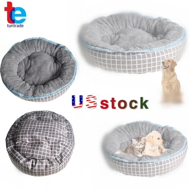 Snug Donut Plush Pet Dog Cat Bed Fluffy Soft Warm Calming Bed Sleeping Kennel US