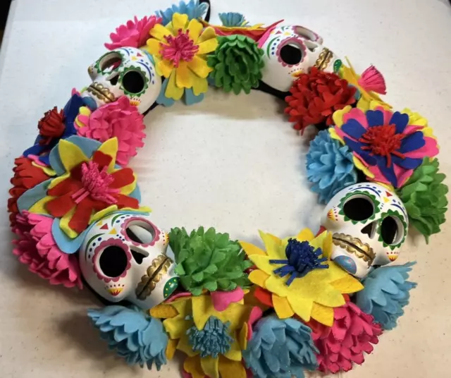 Target Dia De Los Muertos Day of The Dead Felt Skeleton Wreath