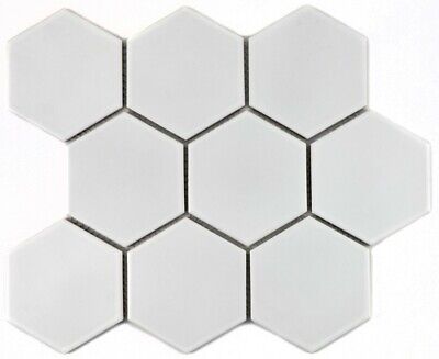 Azulejos de mosaico cerámica hexágono baño espejo de baldosas pared blanco mate WB11F-0111|1 estera