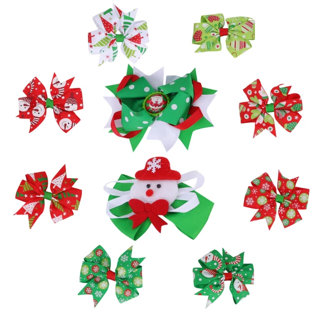 20 Pcs Stoff Band Beugt Barrettes Urlaub Haar Bögen Weihnachten Stirnbänder 8