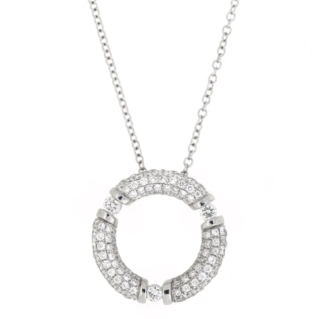 Movado 18k White Gold Love Round Circle Eternity Diamond Necklace Pendant $2995 Movado 18k White Gold Love Round Circle Eternity Diamond Necklace Pendant $2995