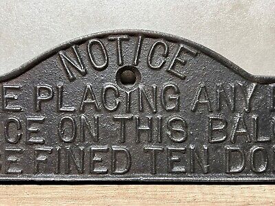 Antique cast iron fire escape sign on the balcony Late19th century New York city