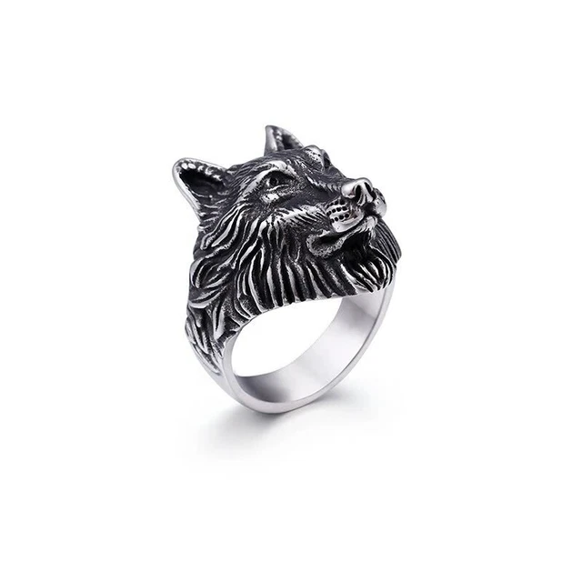 Vintage Jewelry Stainless Steel Plating 18k Gold Men's Wolf Head Ring Ring