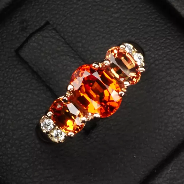 Striking Fanta Orange Spessartite Garnet 3Ct 925 Sterling Silver Handmade Rings