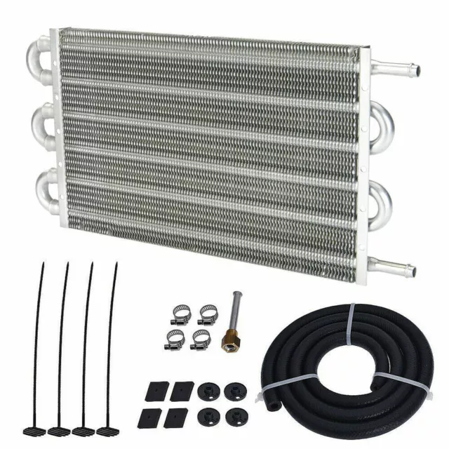 6 Row Aluminum Remote Transmission Oil Cooler Auto Manual Radiator Converter Kit