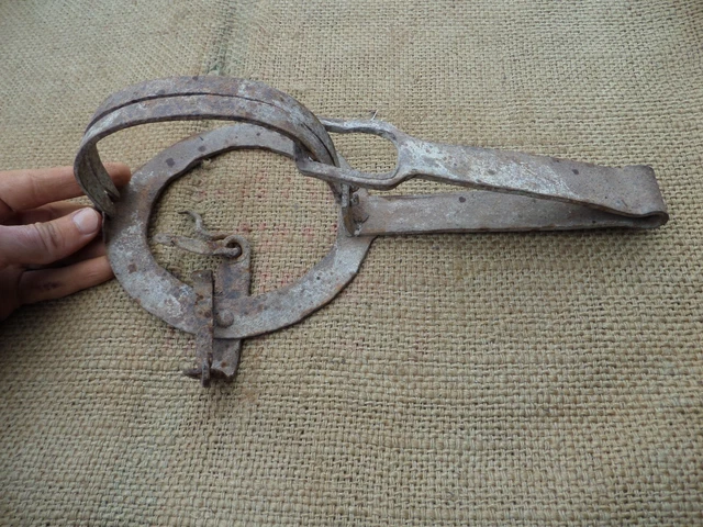 Antique Vintage Jaw Trap Animal Trap Blacksmith Hand Forged