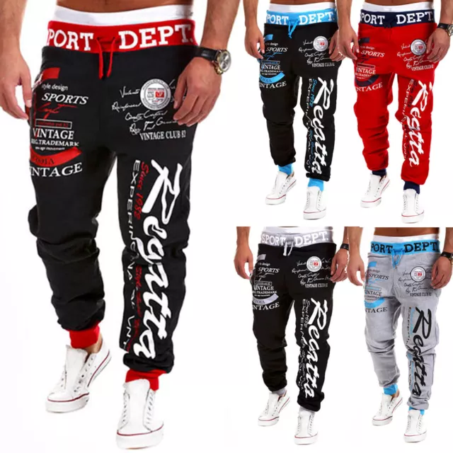 Mens Tracksuit Bottoms Jogging Track Pants Gym Running Joggers Trousers CasualЙ