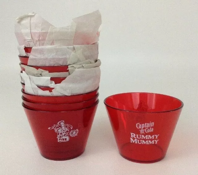 Captain Morgan Captain and Cola Set of 10 New Red Plastic Cups Rummy Mummy Promo