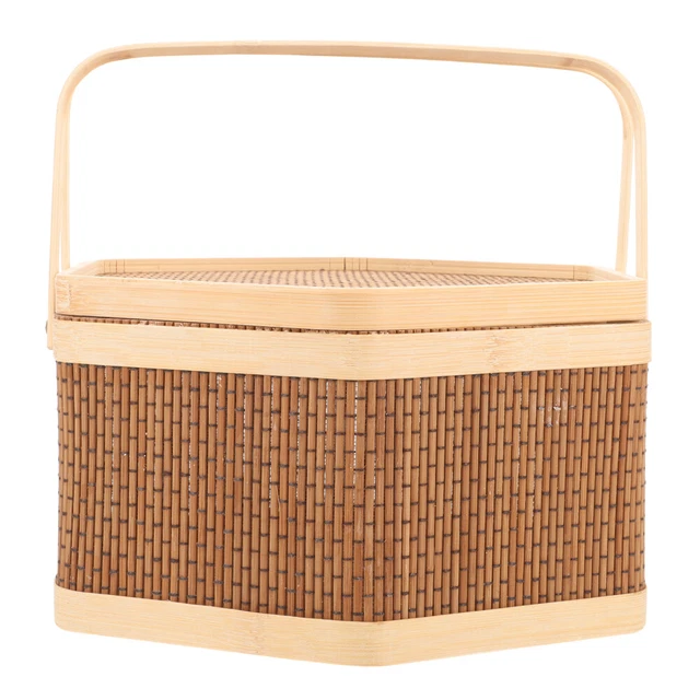 Set di 4 cestini vuoti, per regali in bambù intrecciato, kit con borse