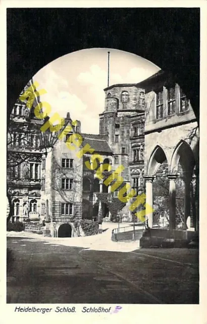 Heidelberg AK Schloß Schloßhof Foto Stempel 1951 Ansichtskarte
