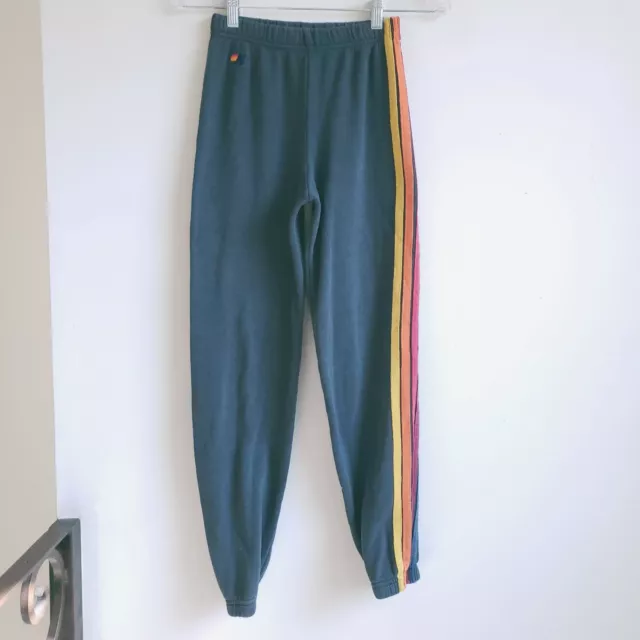 Aviator Nation Kids Size 12 Sweatpants Blue Rainbow