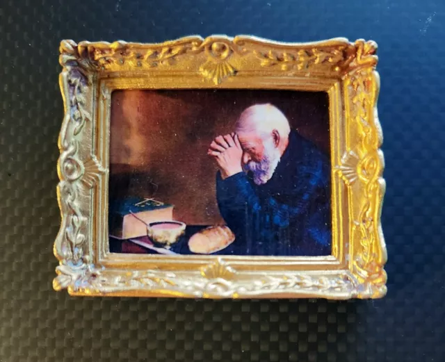 Repro DOLLHOUSE MINIATURE GOLD FRAMED MASTERPIECE PAINTING GRACE by Eric Enstrom