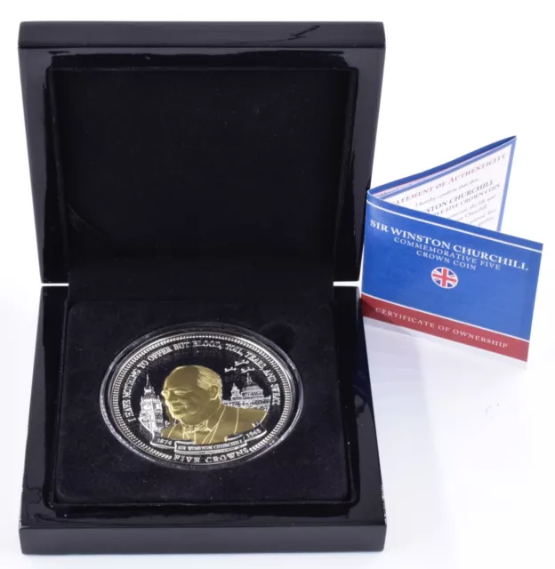 2015 Sir Winston Churchill at St. Pauls Proof Five Crown Commemorative Coin COA