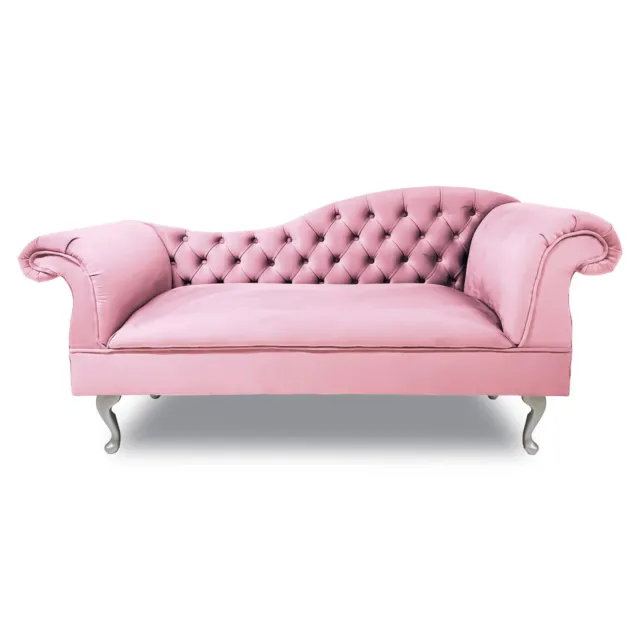 Baby Pink Chaise Lounge Chesterfield Striped Bedroom Hallway Accent Chair sofa